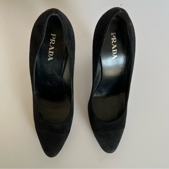 Prada Black Suede Close Toed High Heels - Picture 4 of 12